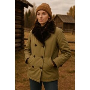 Vintage‎ Eddie Bauer Women's Double Breasted Fur Collar Goose Down Parka Coat 12